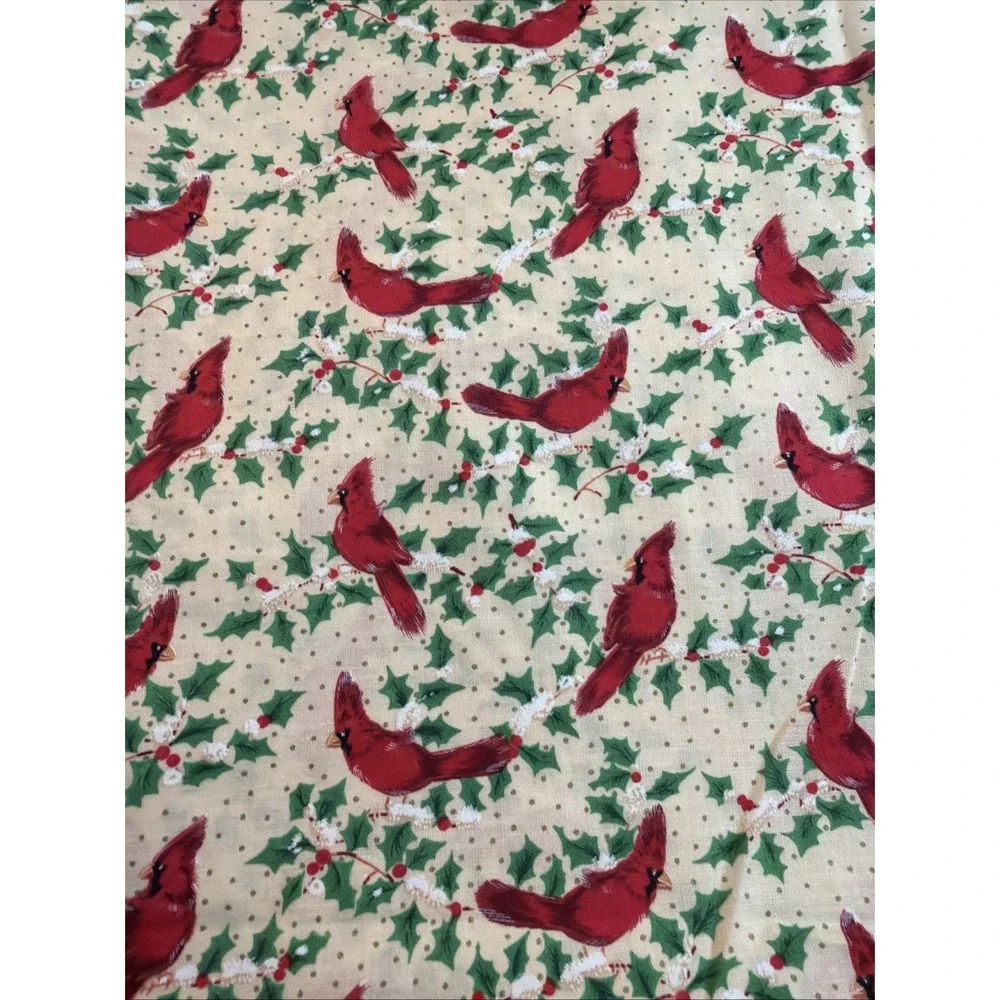 Vtg Cardinals Holly Christmas Fabric Christmas Collection Chanteclaire 1/2 Yards